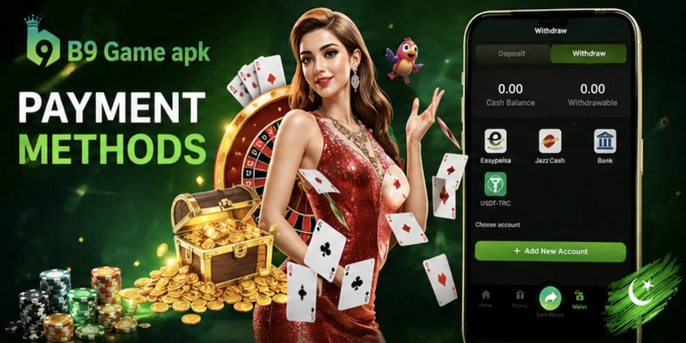 B9 Game payment methods for Pakistan